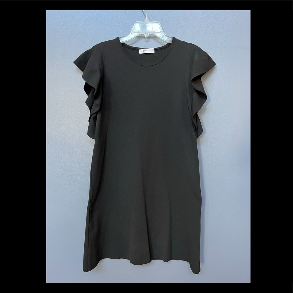 Zara Black Knit, Ruffle Sleeve Dress, size Medium
